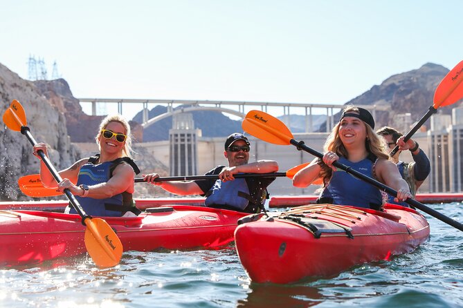 Hoover Dam Discovery Kayak Tour with Lake Mead Views - Hoover Dam from the water, and the bridge above it