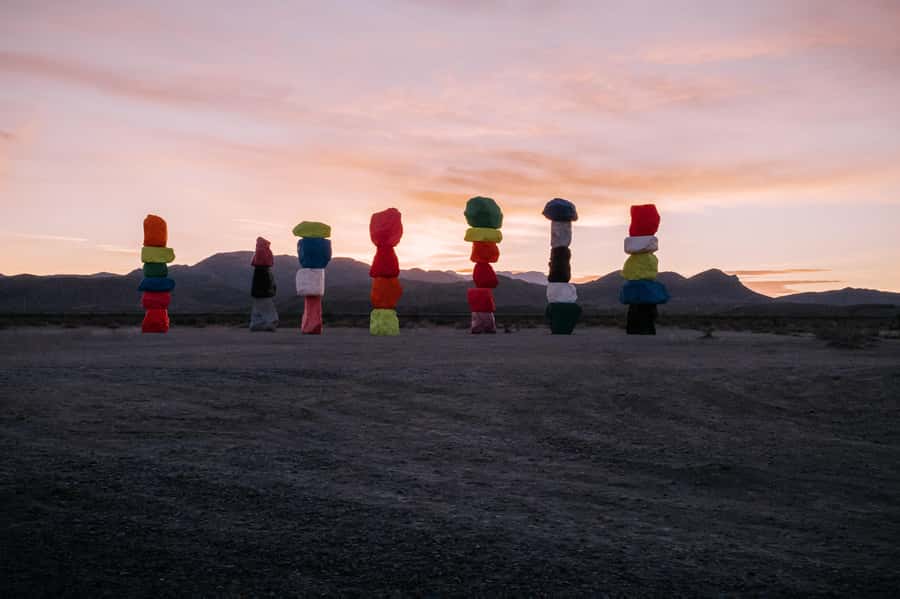 Las Vegas: 7 Magic Mountains and Pioneer Saloon Hummer Tour - Seven Magic Mountains in a wide-open setting