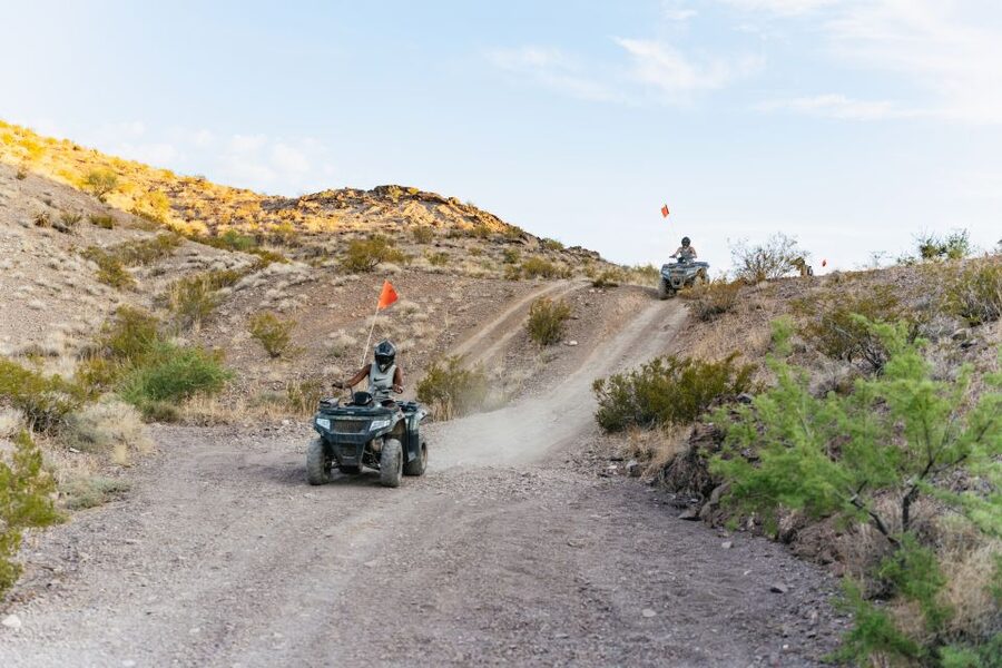 Las Vegas: Guided Las Vegas Desert ATV Tour - Getting comfortable before the ride