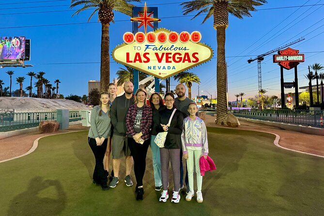 Small Group Grand Canyon Skywalk & Hoover Dam Tour - Las Vegas sign and the breakfast question